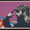 untitled (profile of a man in front of Cuban flags)