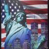 untitled (world trade center city scape against the flag and the statue of liberty)