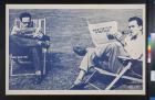 Untitled (men in lawn chairs with newspapers)