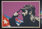 untitled (profile of a man in front of Cuban flags)