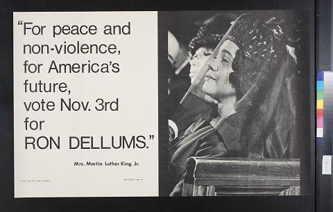 "For Peace and Non-violence for America's Future, Vote Nov. 3rd for Ron Dellums."