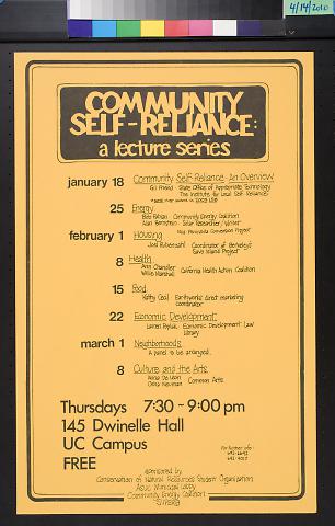 Community Self-Reliance: a lecture series