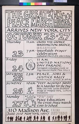 The Great Peace March Arrives New York City: October 23-27