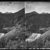 Temporary Bridge, Devil's Gate, Weber Canyon showing Wasatch Mountains in Distance
