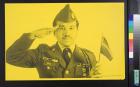 untitled (soldier saluting and holding a flag in one hand)