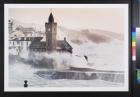 untitled (waves crashing into a coastal town)