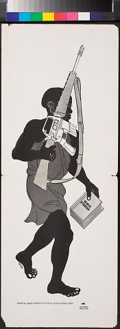 untitled [walking man with book and rifle]