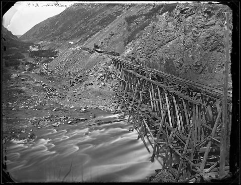 Constructing Temporary Bridge at Devil's Gate, Weber