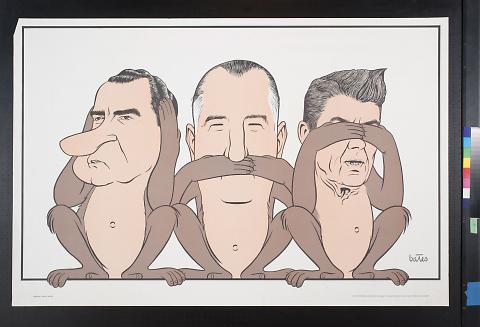 untitled (presidents heads on monkeys)