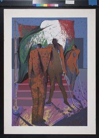 untitled (figures in front of a flag)