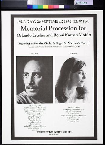 Memorial Procession for Orlando Letelier and Ronni Karpen Moffit