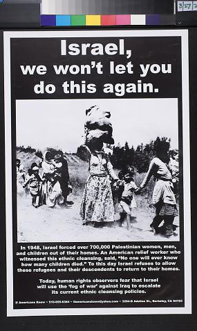 Israel, / we won't let you / do this again.