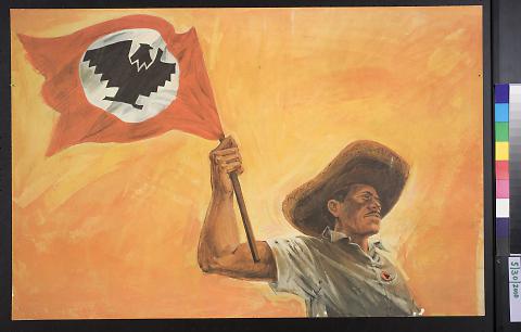 untitled (Man holding a United Farm Workers of America flag)