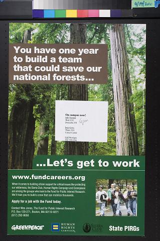 You have one year to build a team that could save our national forests