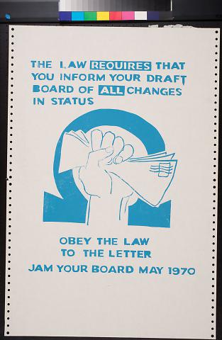 The Law Requires That You Inform Your Draft Board of All Changes in Status, Obey The Law to the Letter, Jam Your Board May 1970.