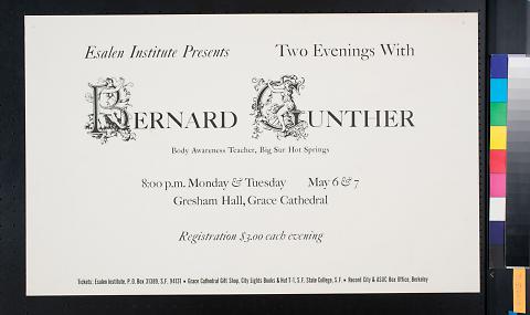 Esalen Institute Presents Two Evenings with Bernard Gunther