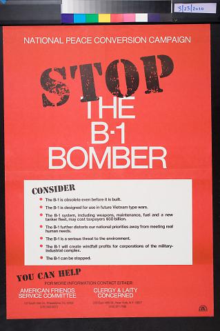 National Peace Conversion Campaign: Stop the B-1 Bomber