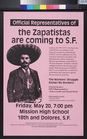 Official Representatives of the Zapatistas are coming to S.F.