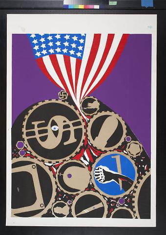 untitled (American flag caught in gears)