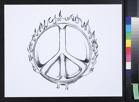 untitled (peace symbol on fire)