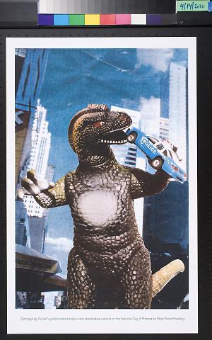 untitled (Godzilla eating a police car)