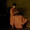 Lucia Reading|Lucia Mathews in Pink Kimono|Lucia Reading (Portrait of Lucia K. Mathews in Pink Kimono)