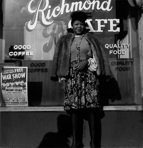 Macdonald, Miscellaneous Street Items|Woman Standing in front of Richmond Cafe