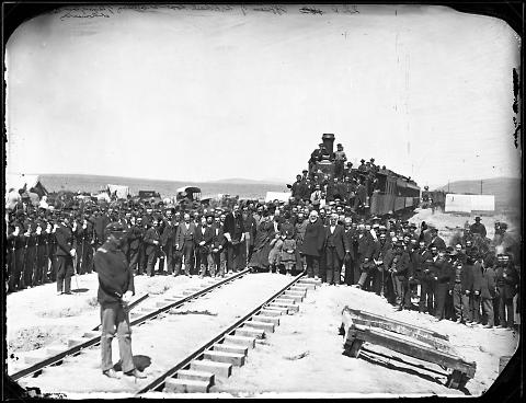 Officers of Union Pacific Rail Road at Ceremony of Laying Last Rail at Promontory
