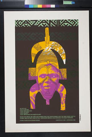 Untitled (Helmet with face and African poem)