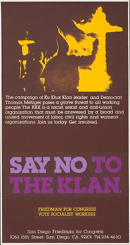 Say No to the Klan: Friedman for Congress Vote Socialist Workers